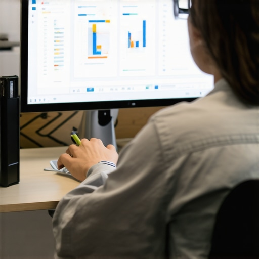 Analyzing Local SEO Data in Washington DC Business owner reviewing local SEO analytics on computer in Washington DC