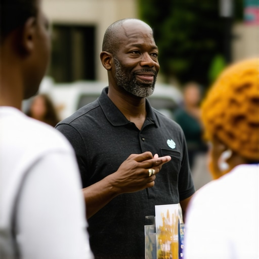 Business owner interacting with local community at a neighborhood event in Washington DC.