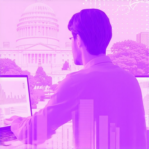 Person analyzing local SEO data with DC landmarks