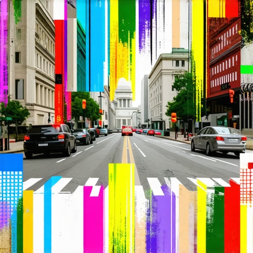 Washington DC street with local businesses and Google Maps overlay