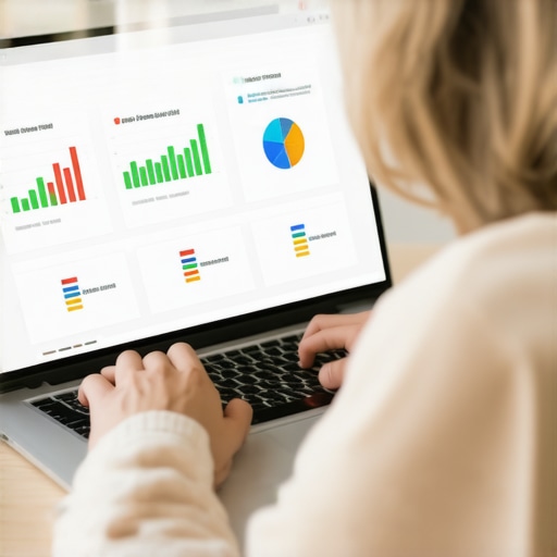 Person working on Google My Business profile with local SEO analytics on screen.