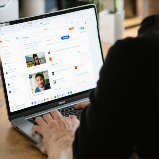 Business owner updating Google My Business profile on a laptop in Washington DC.