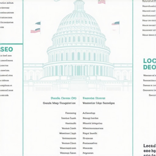 An infographic illustrating key factors influencing Google Maps rankings in Washington DC, including reviews, schema markup, and engagement signals.