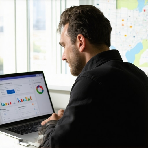 Business owner analyzing local SEO and map rankings