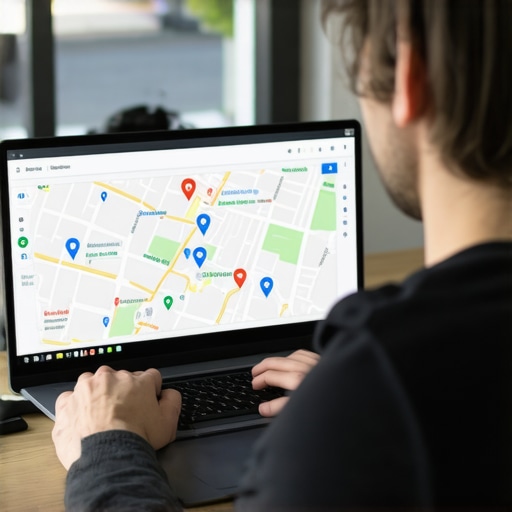 SEO expert monitoring Google Maps rankings on a computer in Washington DC