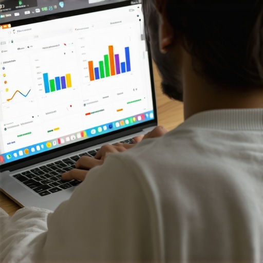 Online marketer updating Google Business profile on laptop with SEO tools