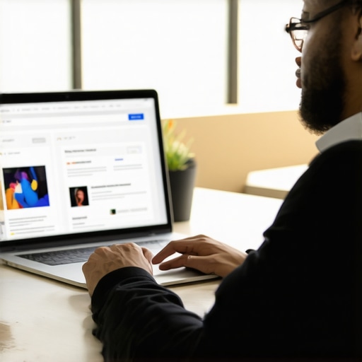 Business owner optimizing Google My Business profile on a computer in Washington DC