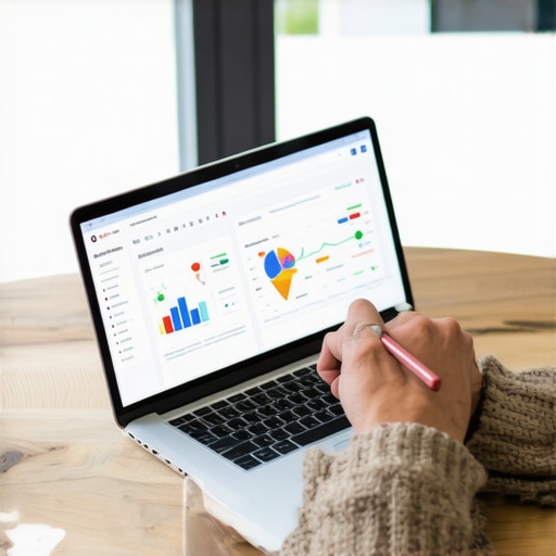 Local SEO Tools for Ongoing Success Person working on SEO analytics on a laptop with maps and charts