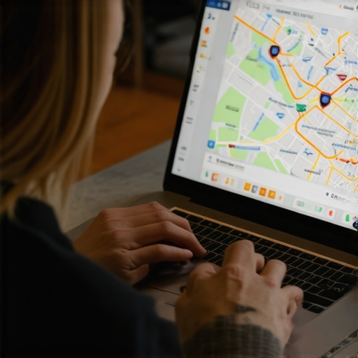 Using SEO Tools for Local Map Rankings Person analyzing local SEO performance with Washington DC map on computer screen.