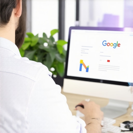 Optimizing a GMB Profile in Washington DC Digital marketer editing Google My Business profile on computer in office