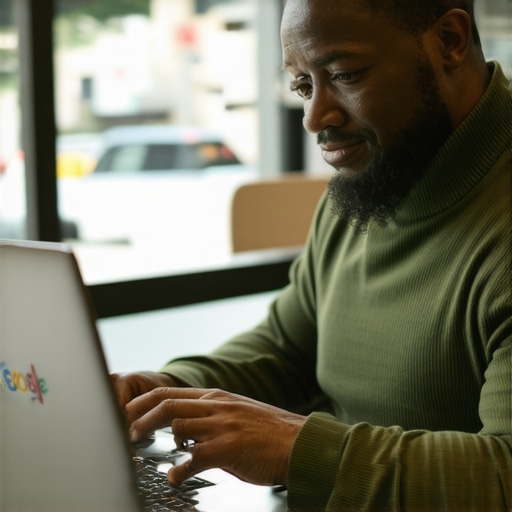 Business owner editing Google My Business profile on laptop in Washington D.C.