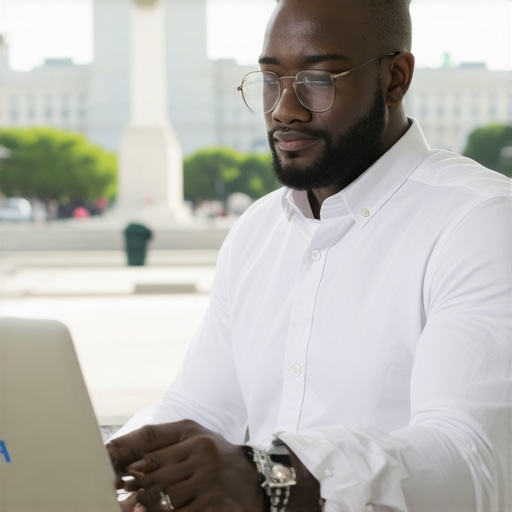 Person editing a GMB profile with Washington DC landmarks